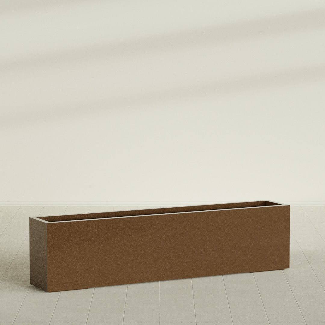 Miami Extra Large Narrow Rectangle Fiberglass Planter - 72 in x 12 in x 18 in - Metallic Bronze - Metallic Bronze,72 in x 12 in x 18 in