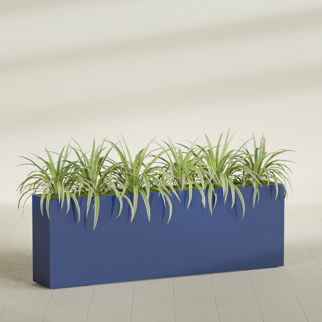 Hollywood Extra Large Narrow Rectangle Fiberglass Planter - 72 in x 12 in x 24 in - Matte Cobalt Blue - Matte Cobalt Blue,72 in x 12 in x 24 in