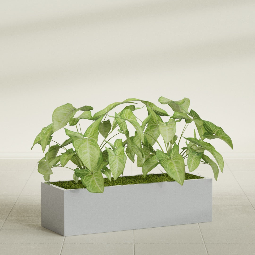 Reade Small Tabletop Rectangle Fiberglass Planter - 18 in x 6.5 in x 5 in - Metallic Silver - Metallic Silver,18.5 in x 6.5 in x 5 in