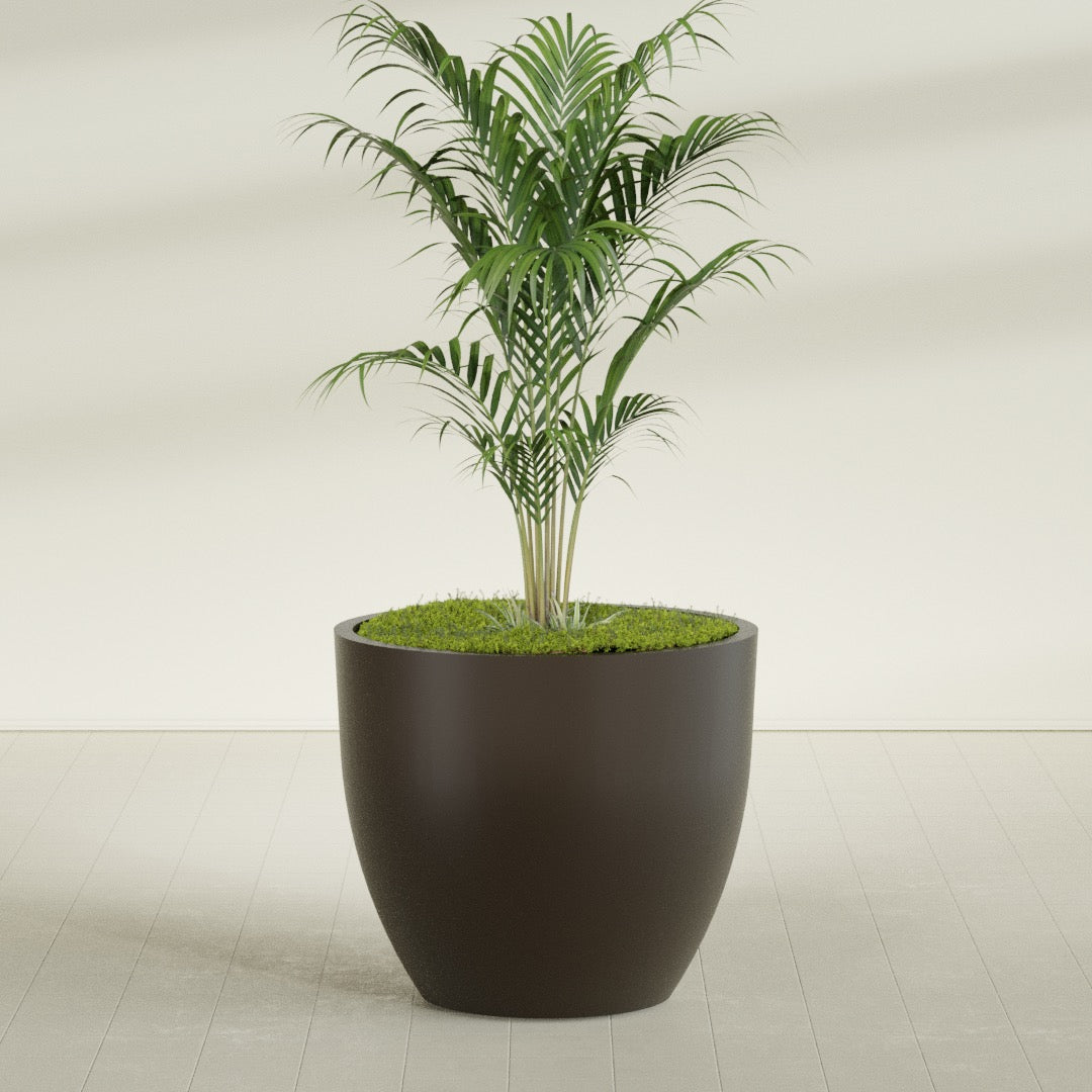 Wannsee Extra Large Round Fiberglass Planter - 50 in x 50 in x 44 in - Matte Brown - Matte Brown,50 in x 50 in x 44 in
