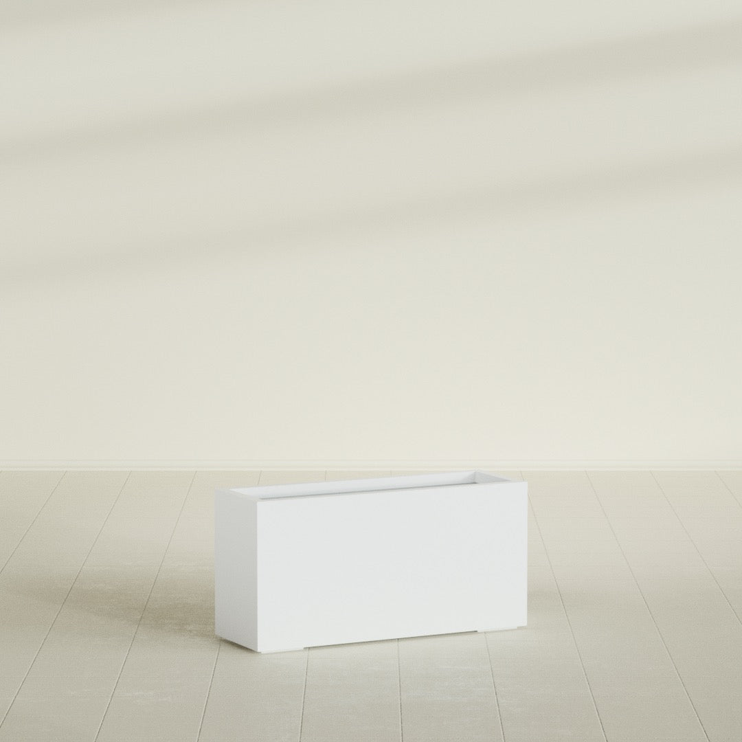 Hollywood Large Narrow Rectangle Fiberglass Planter - 36 in x 12 in x 24 in - Matte White - Matte White,36 in x 12 in x 24 in