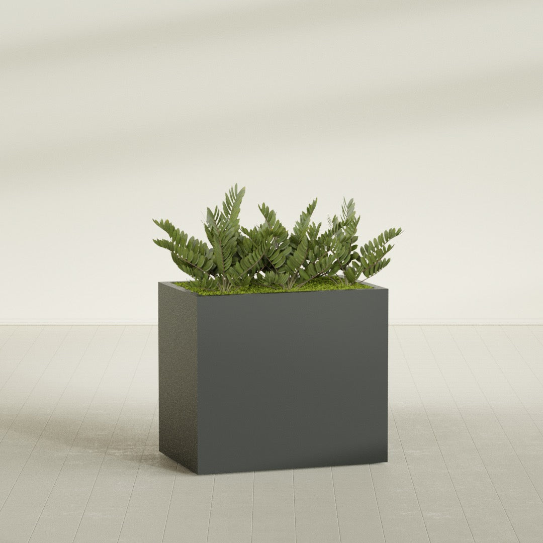Brisbane Large Rectangle Fiberglass Planter - 36 in x 24 in x 32 in - Matte Charcoal - Matte Charcoal,36 in x 24 in x 32 in