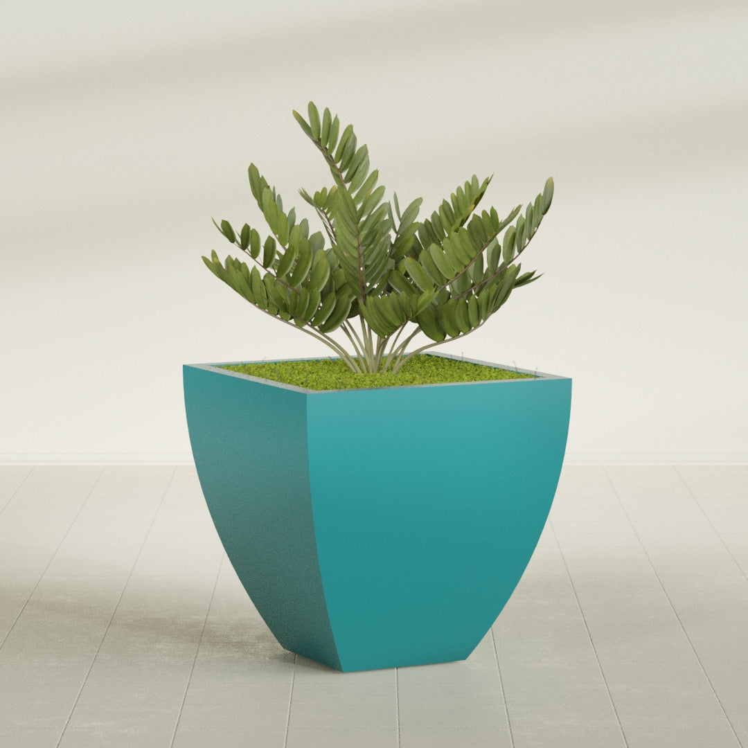 Lima Large Tapered Square Fiberglass Planter - 30 in x 30 in x 30 in - Satin Sea Foam - Satin Sea Foam,30 in x 30 in x 30 in