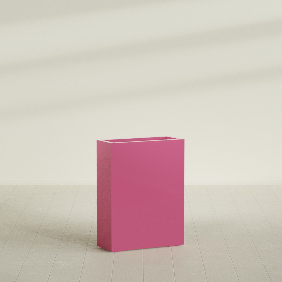 Amesbury Large Narrow Rectangle Fiberglass Planter - 24 in x 10 in x 32 in - Gloss Pink Violet - Gloss Pink Violet,24 in x 10 in x 32 in