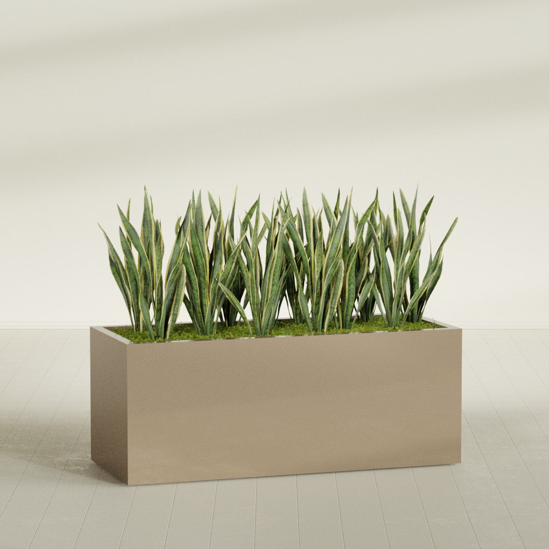 Granada Extra Large Long Rectangle Fiberglass Planter - 60 in x 24 in x 24 in - Metallic Gold - Metallic Gold,60 in x 24 in x 24 in