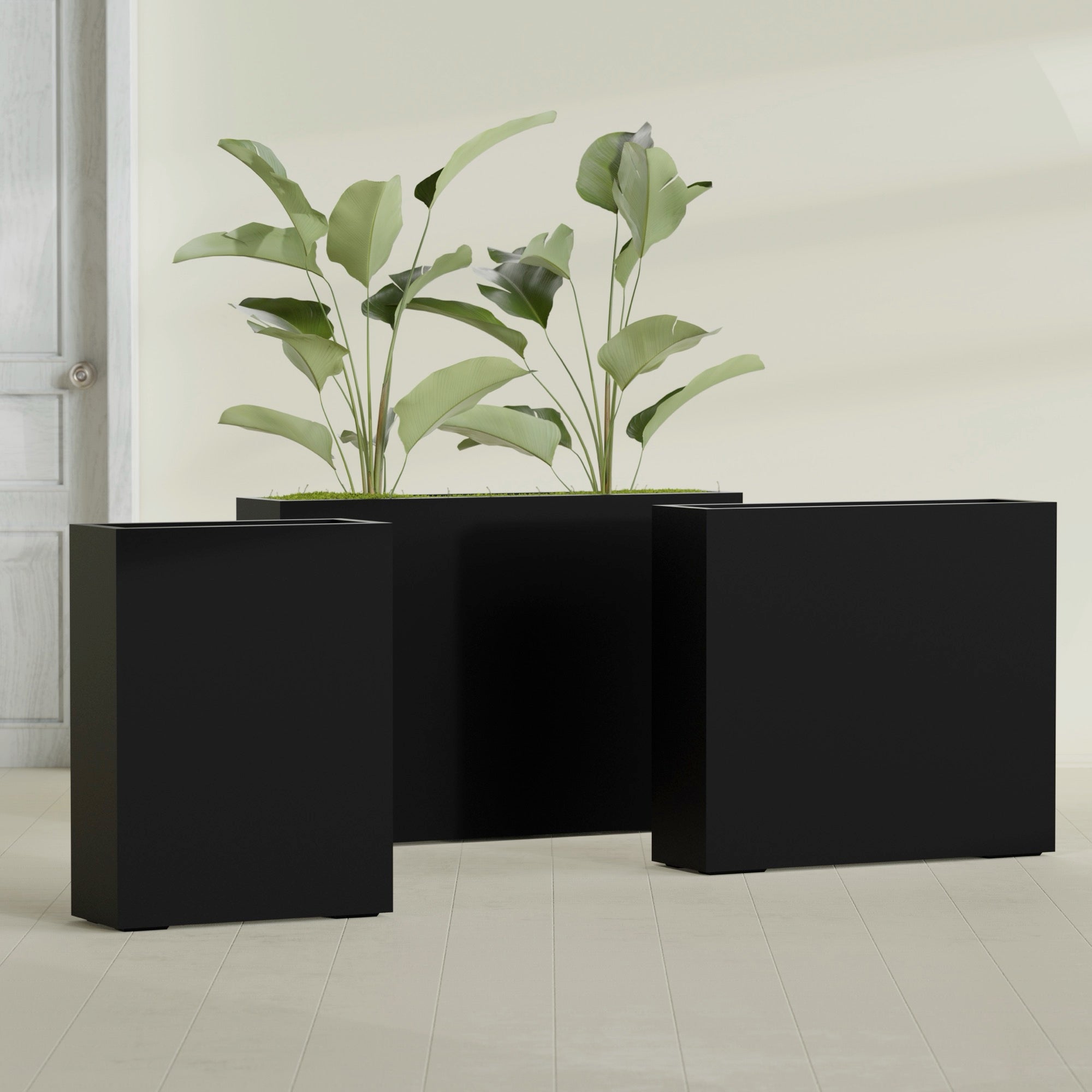 Amesbury Extra Large Narrow Rectangle Fiberglass Planter - 48 in x 10 in x 32 in - Matte Black - Matte Black,48 in x 10 in x 32 in