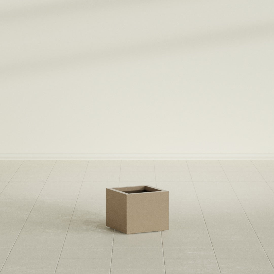 Cuba Small Fiberglass Column Planter - 14 in x 14 in x 12 in - Metallic Gold - Metallic Gold,14 in x 14 in x 12 in