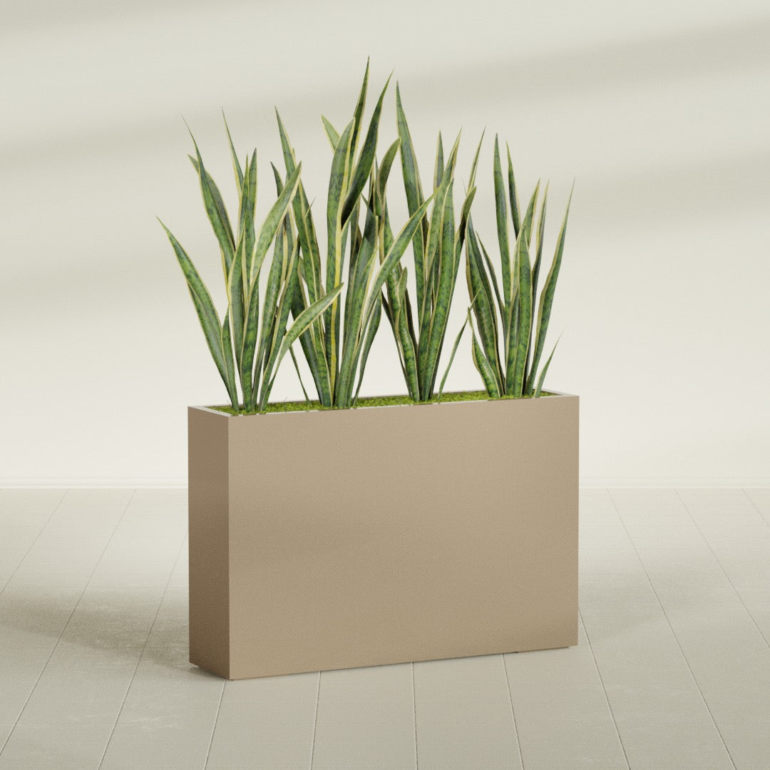 Delray Extra Large Long Rectangle Fiberglass Planter - 48 in x 12 in x 32 in - Metallic Gold - Metallic Gold,48 in x 12 in x 32 in