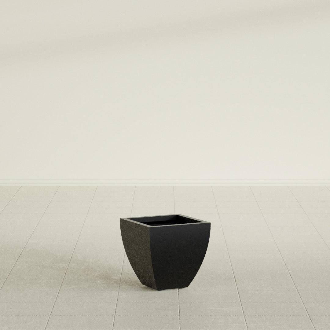 Lima Small Tapered Square Fiberglass Planter - 12 in x 12 in x 12 in - Matte Black - Matte Black,12 in x 12 in x 12 in