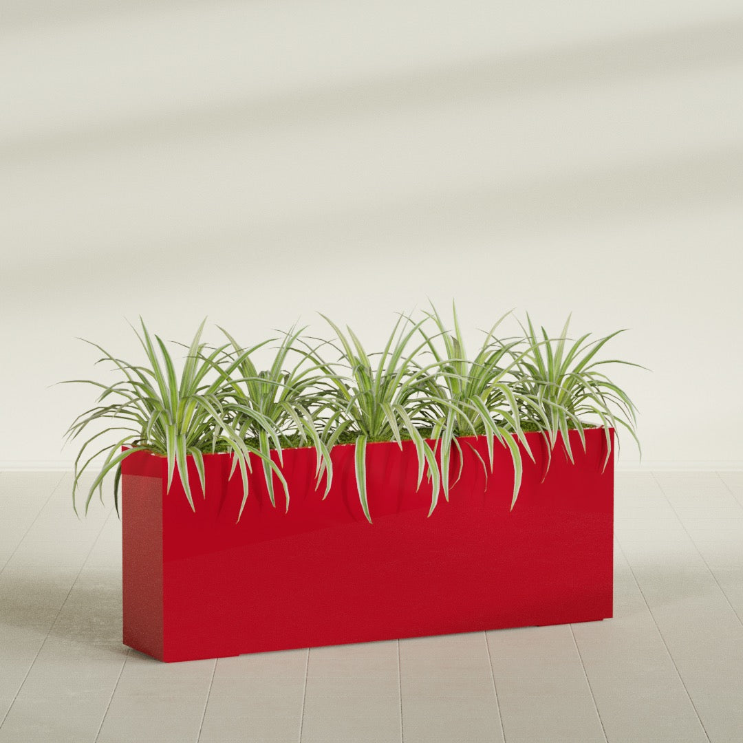 Hollywood Extra Large Narrow Rectangle Fiberglass Planter - 60 in x 12 in x 24 in - Gloss Red - Gloss Red,60 in x 12 in x 24 in