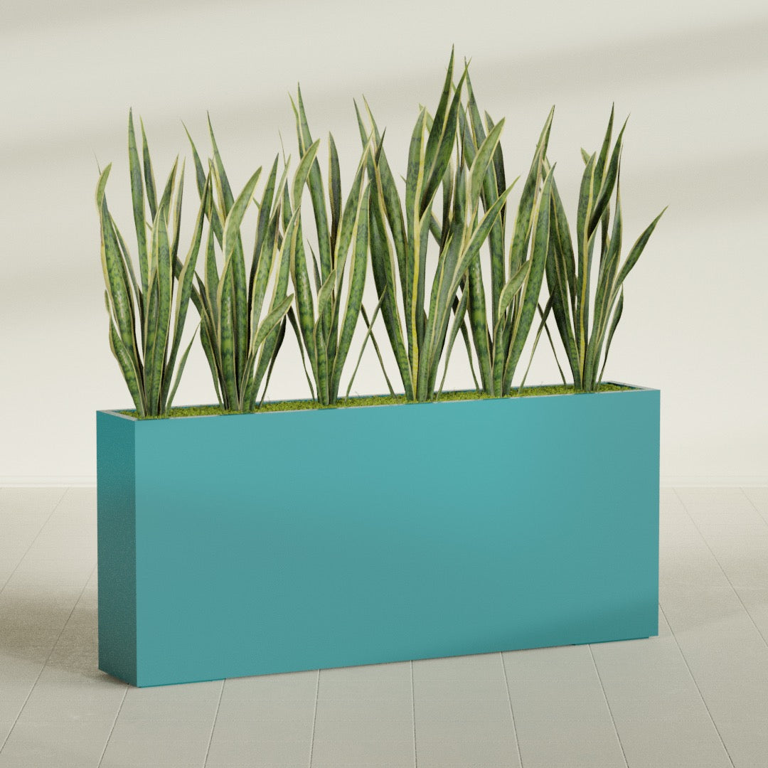 Delray Extra Large Long Rectangle Fiberglass Planter - 72 in x 12 in x 32 in - Satin Sea Foam - Satin Sea Foam,72 in x 12 in x 32 in