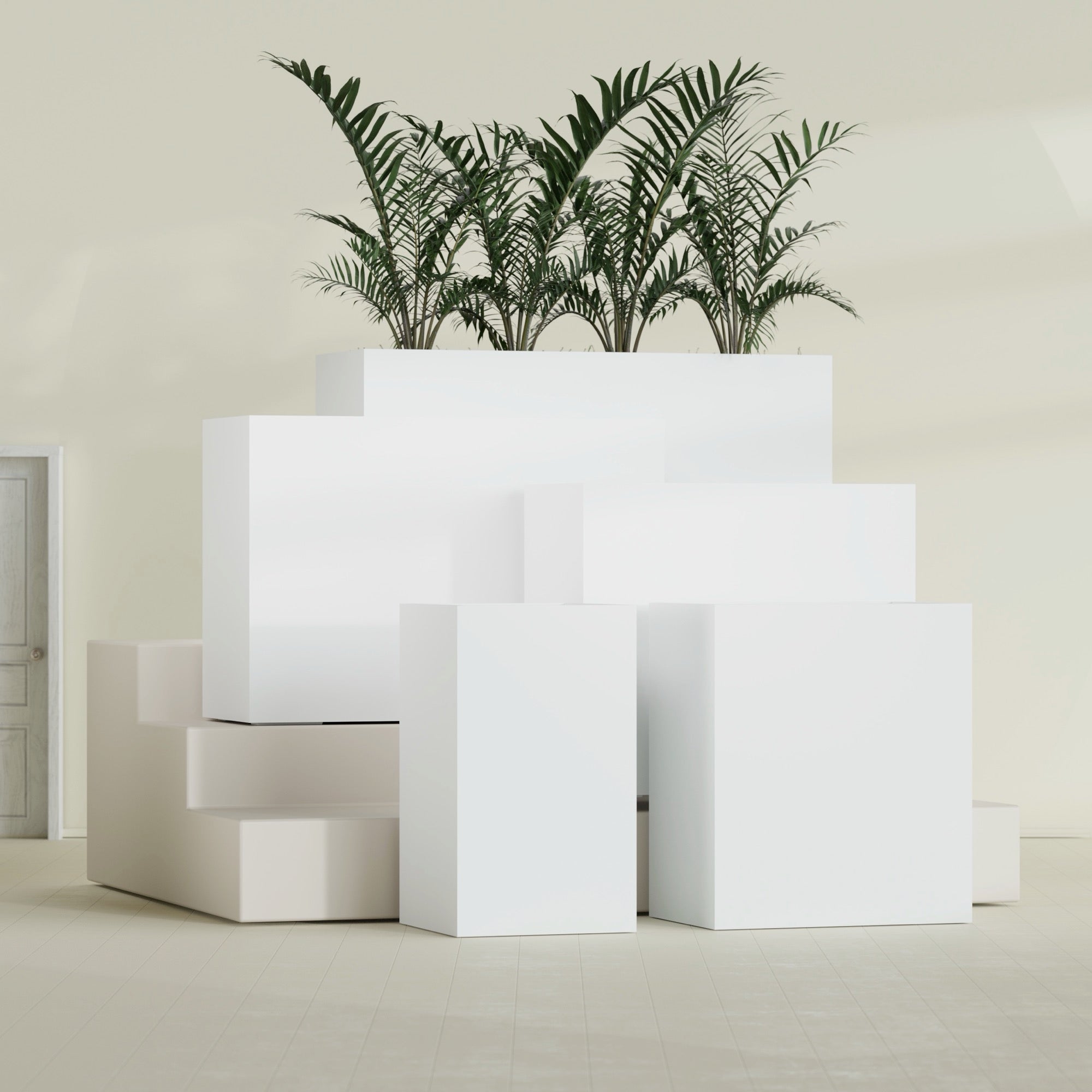 Darwin Large Rectangle Fiberglass Planter - 36 in x 24 in x 42 in - Matte White - Matte White,36 in x 24 in x 42 in