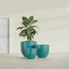 Alzira Large Round Fiberglass Planter - 36 in x 36 in x 34 in - Satin Sea Foam - Satin Sea Foam,36 in x 36 in x 34 in