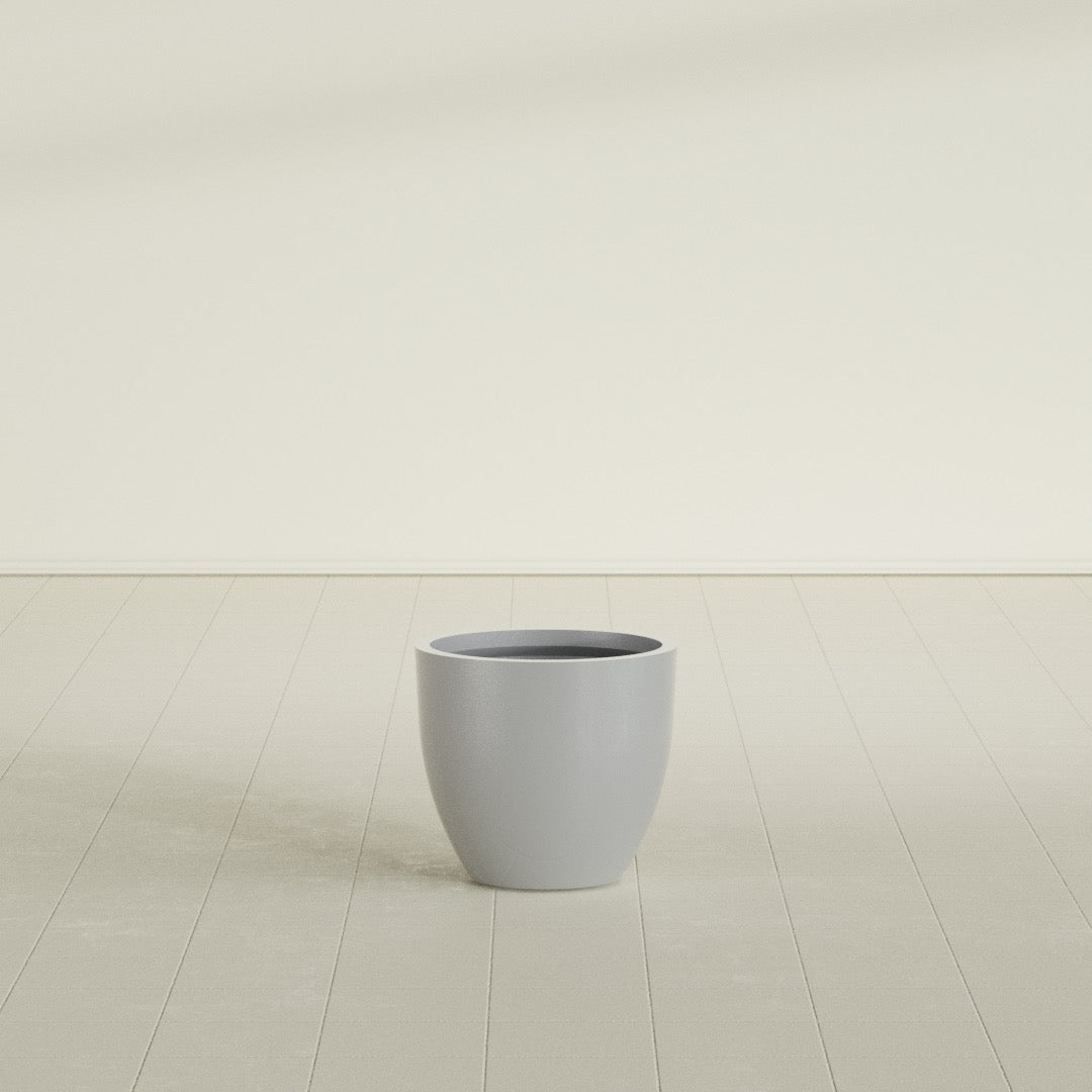 Wannsee Medium Round Fiberglass Planter - 22 in x 22 in x 19 in - Metallic Silver - Metallic Silver,22 in x 22 in x 19 in
