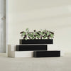 Salon Large Tall Rectangle Fiberglass Planter - 36 in x 8 in x 8 in - Gloss Black - Gloss Black,36 in x 8 in x 8 in