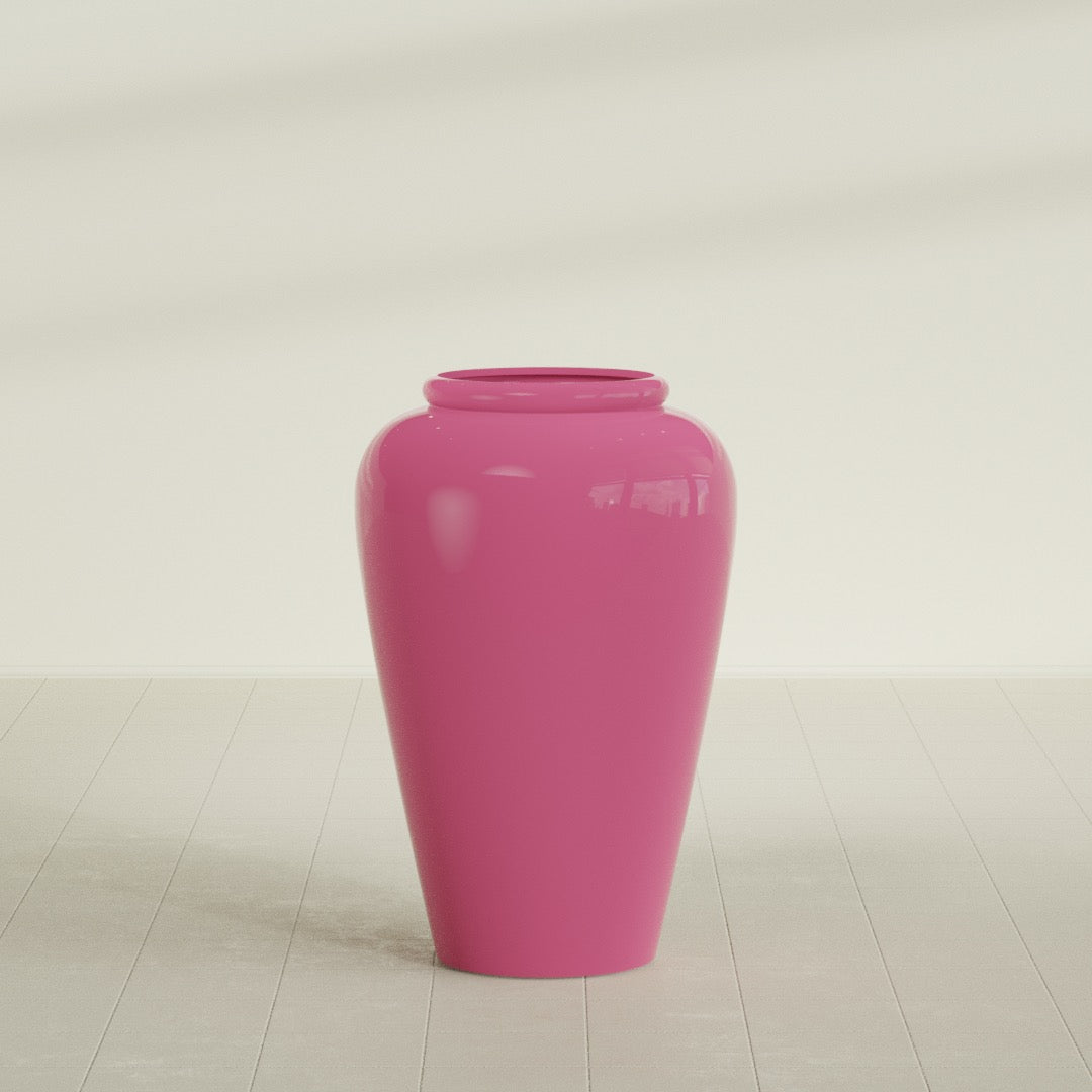Bara Jar Large Round Fiberglass Planter - 24 in x 24 in x 37 in - Gloss Pink Violet - Gloss Pink Violet,24 in x 24 in x 37 in