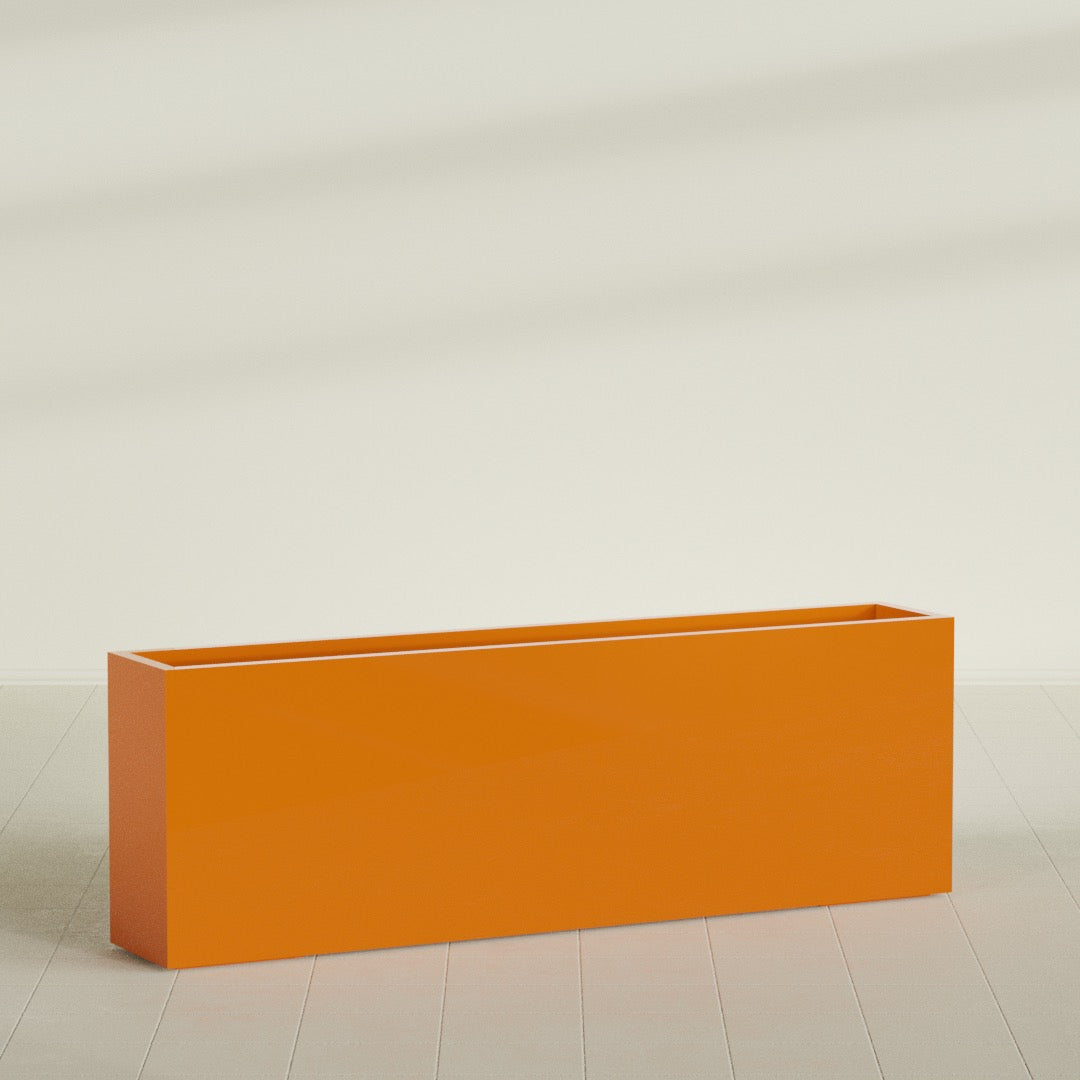 Hollywood Extra Large Narrow Rectangle Fiberglass Planter - 72 in x 12 in x 24 in - Gloss Tangerine - Gloss Tangerine,72 in x 12 in x 24 in