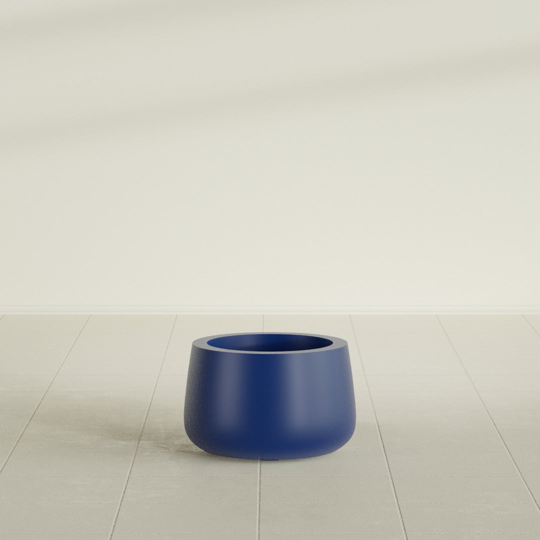Short Hayden Small Round Fiberglass Planter - 12 in x 12 in x 7 in - Matte Cobalt Blue - Matte Cobalt Blue,12 in x 12 in x 7 in