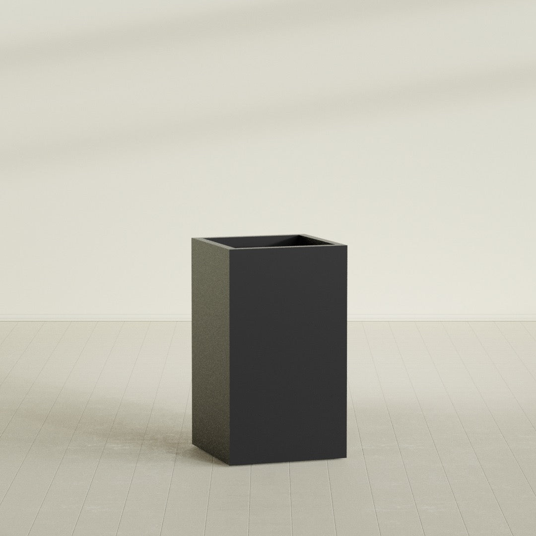 Darwin Large Tall Rectangle Fiberglass Planter - 24 in x 24 in x 42 in - Matte Black - Matte Black,24 in x 24 in x 42 in