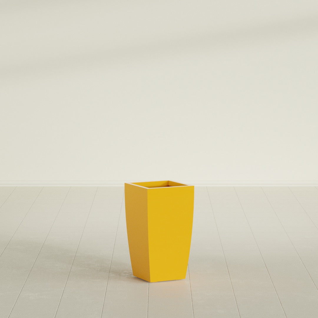 Toulan Medium Tall Tapered Square Fiberglass Planter - 12 in x 12 in x 22 in - Gloss Saffron - Gloss Saffron,12 in x 12 in x 22 in