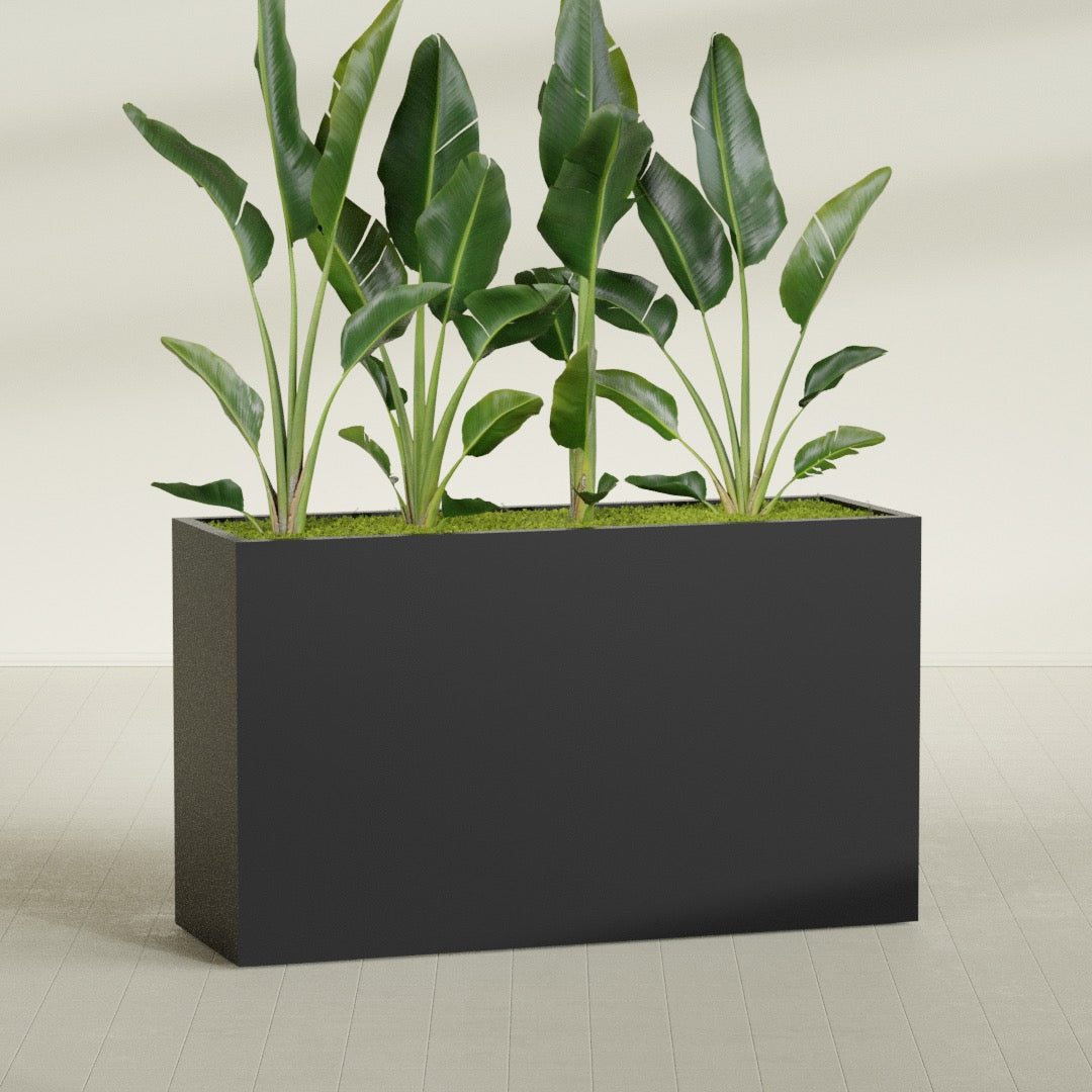 Darwin Extra Large Long Rectangle Fiberglass Planter - 72 in x 24 in x 42 in - Matte Black - Matte Black,72 in x 24 in x 42 in