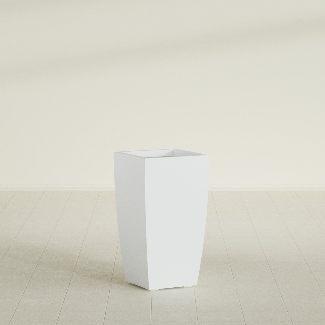 Toulan Large Tall Tapered Square Fiberglass Planter - 16 in x 16 in x 30 in - Gloss White - Gloss White,16 in x 16 in x 30 in