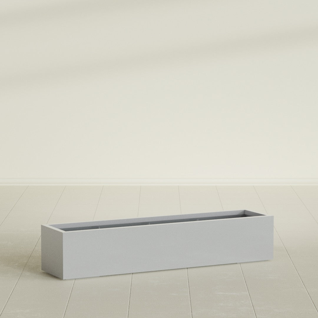 Cuba Extra Large Long Rectangle Fiberglass Planter - 60 in x 14 in x 12 in - Metallic Silver - Metallic Silver,60 in x 14 in x 12 in