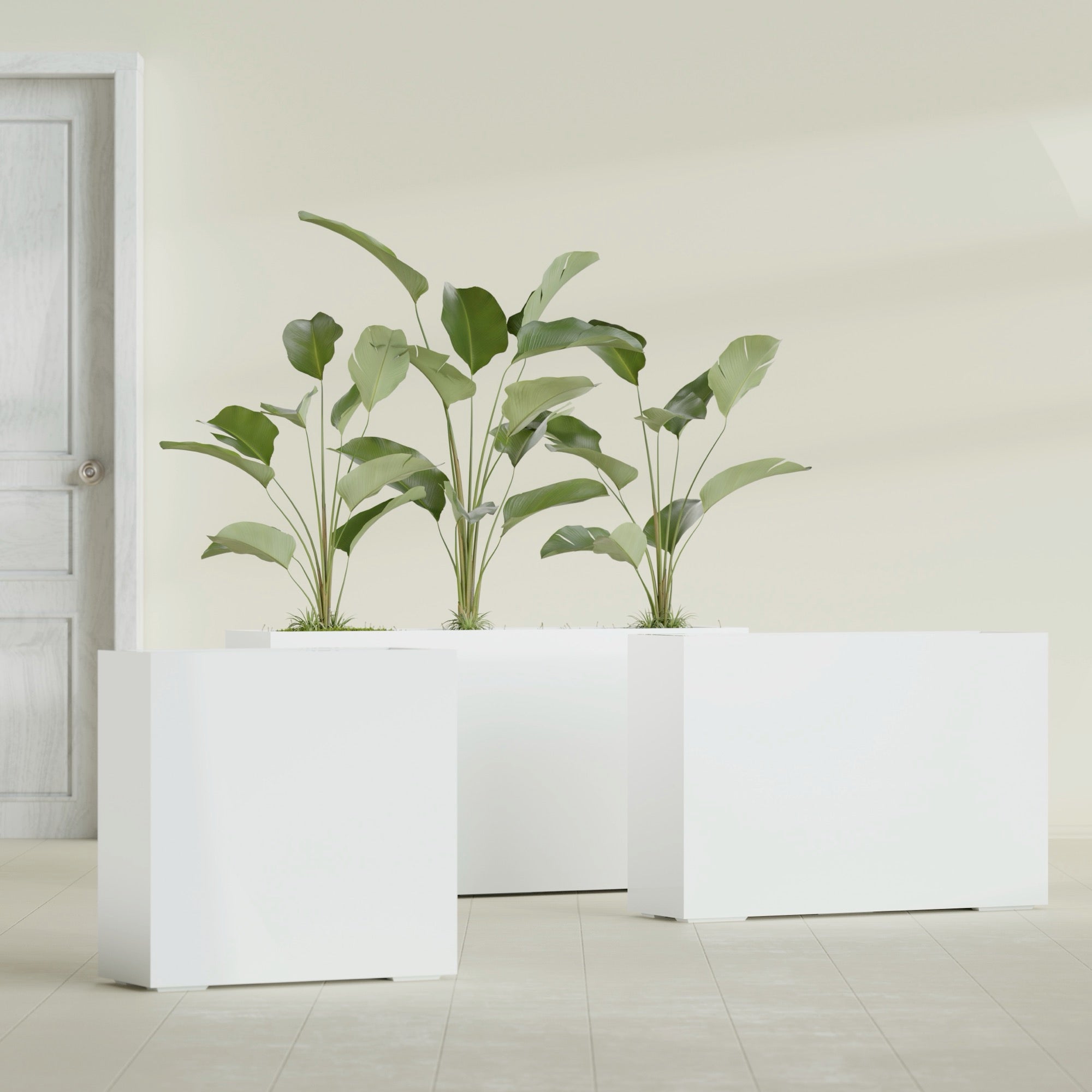 Milano Large Narrow Rectangle Fiberglass Planter - 36 in x 10 in x 24 in - Gloss White - Gloss White,36 in x 10 in x 24 in