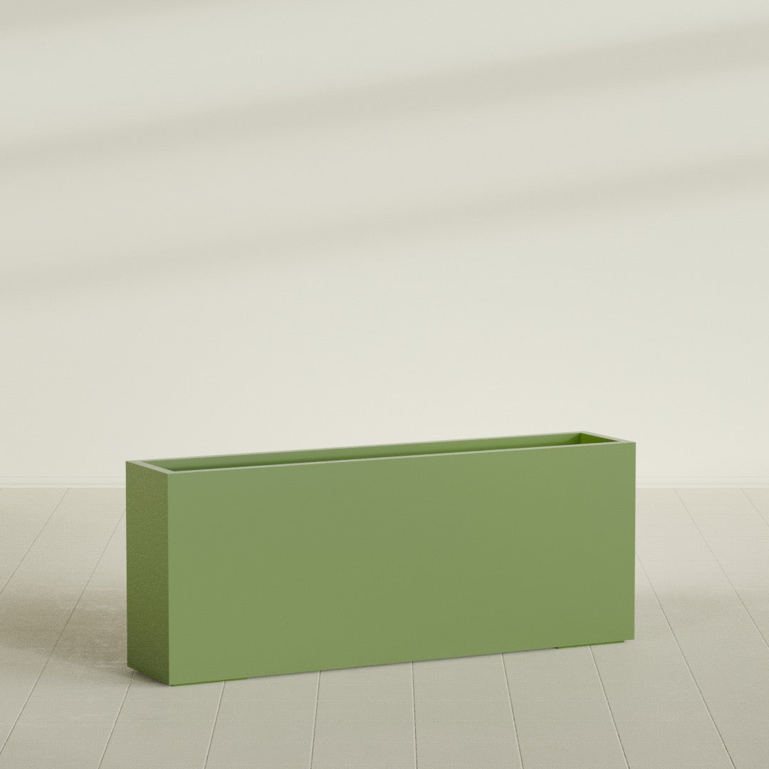 Hollywood Extra Large Narrow Rectangle Fiberglass Planter - 60 in x 12 in x 24 in - Satin Green - Satin Green,60 in x 12 in x 24 in