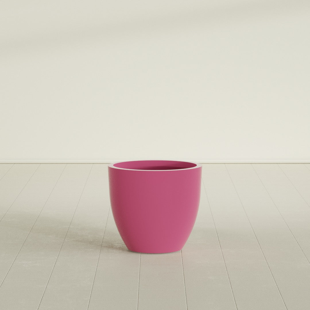 Wannsee Medium Round Fiberglass Planter - 27 in x 27 in x 24 in - Gloss Pink Violet - Gloss Pink Violet,27 in x 27 in x 24 in