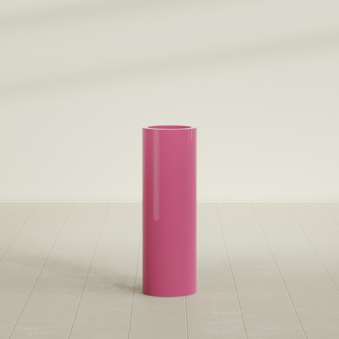 Corry Large Tall Cylinder Fiberglass Planter - 10 in x 10 in x 30 in - Gloss Pink Violet - Gloss Pink Violet,10 in x 10 in x 30 in
