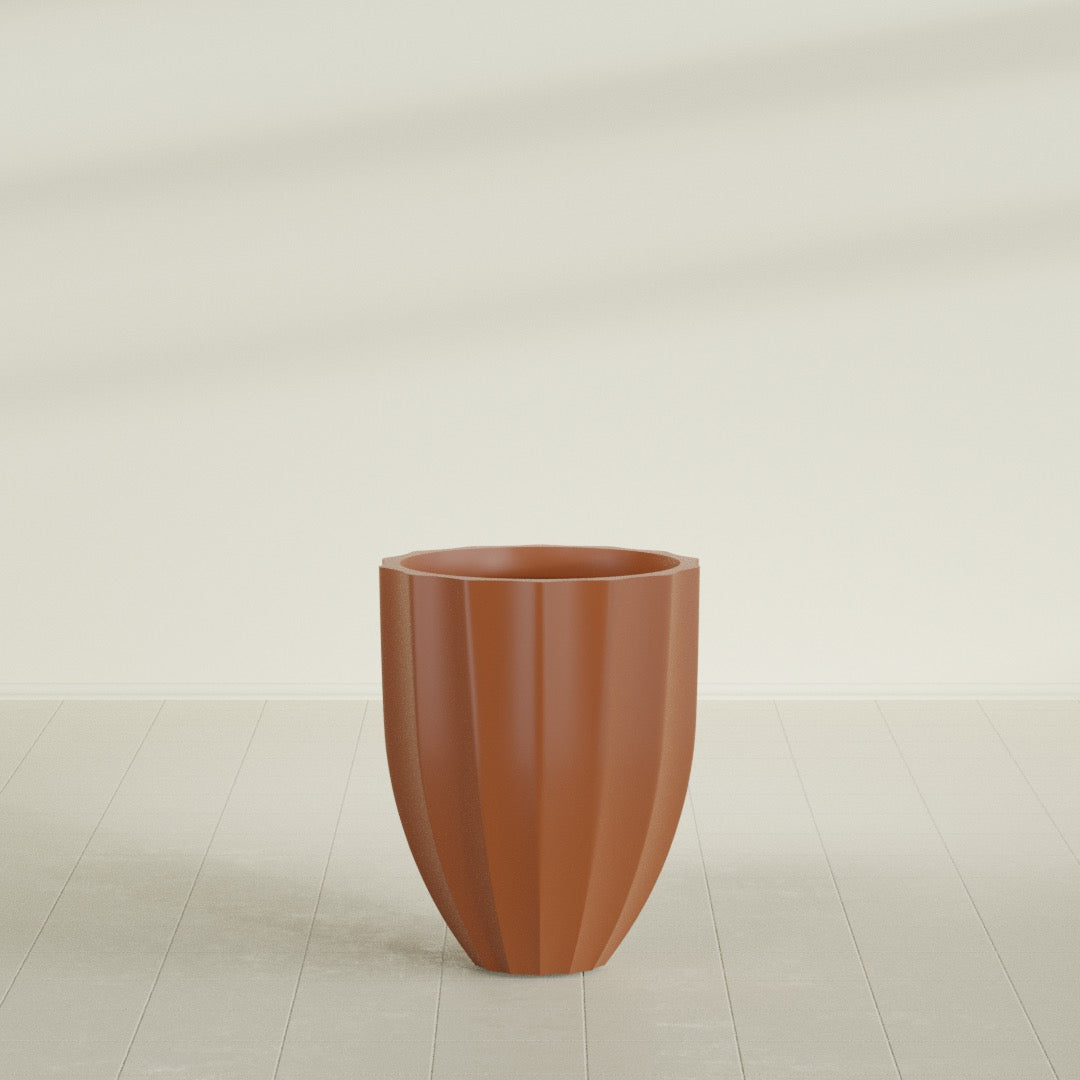 Alicante Medium Round Fiberglass Planter - 22 in x 22 in x 27 in - Matte Terracotta - Matte Terracotta,22 in x 22 in x 27 in