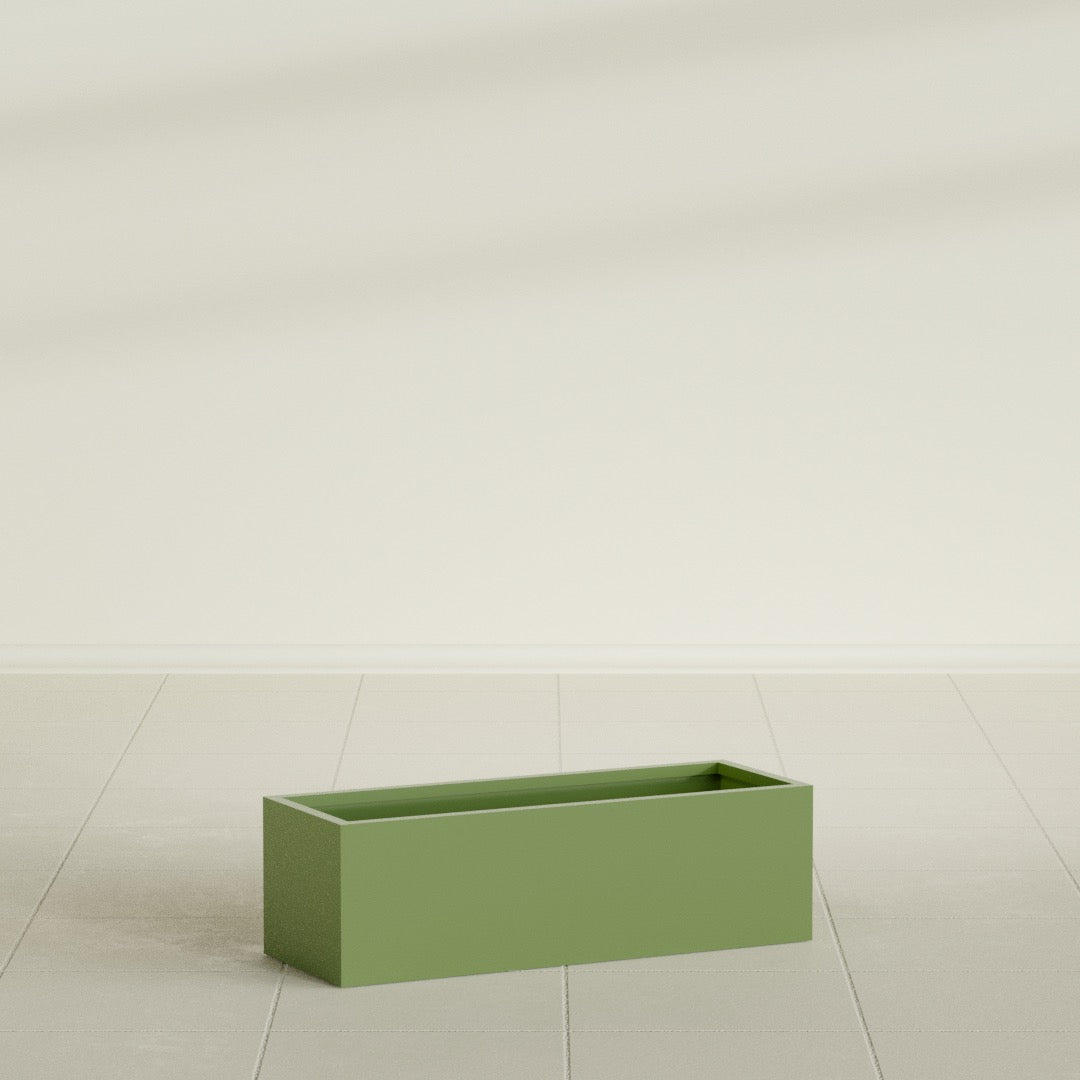 Reade Small Tabletop Rectangle Fiberglass Planter - 14 in x 5 in x 4.3 in - Satin Green - Satin Green,14 in x 5 in x 4.3 in