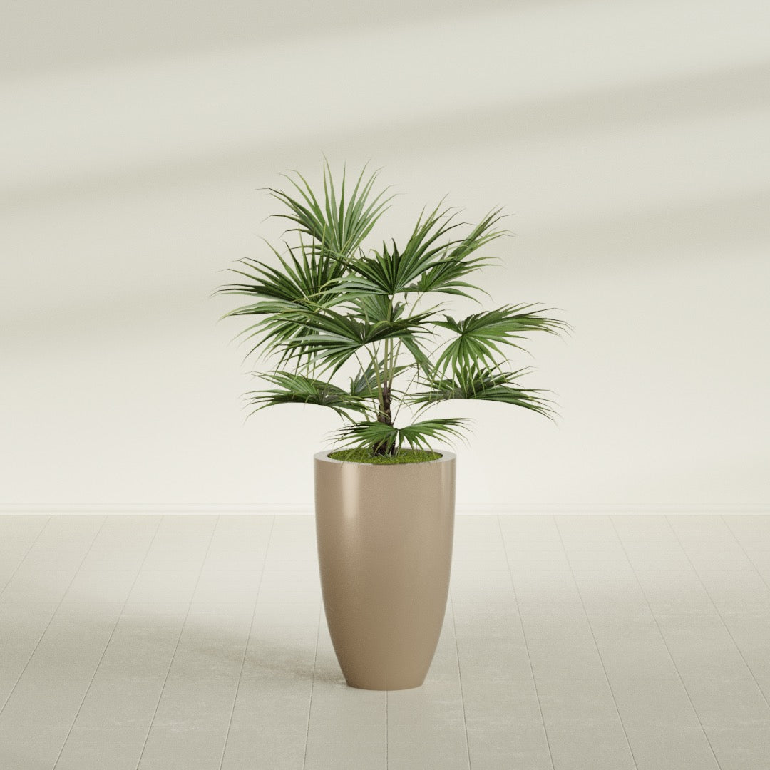 Brannan Medium Round Fiberglass Planter - 18 in x 18 in x 29 in - Metallic Gold - Metallic Gold,18 in x 18 in x 29 in