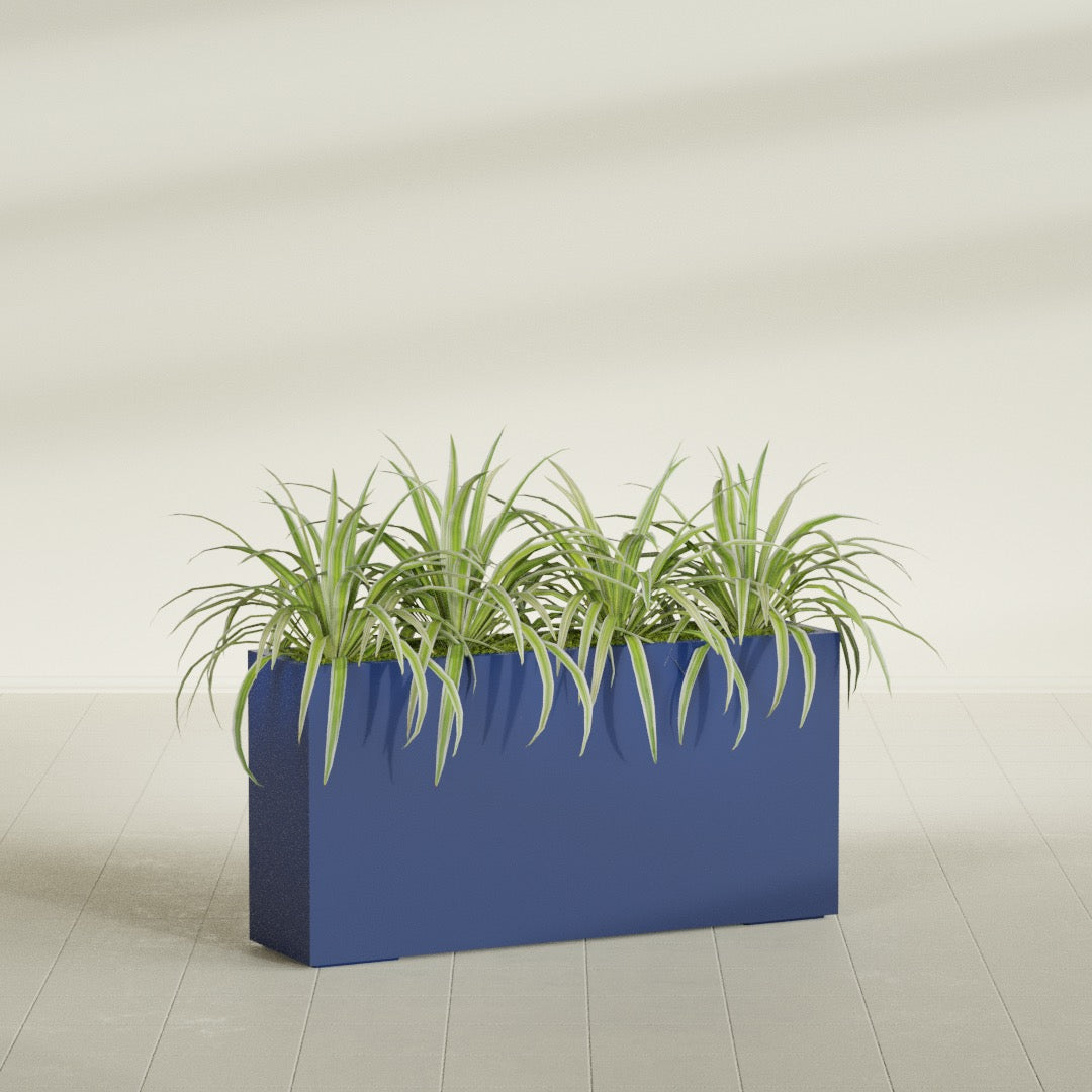 Hollywood Extra Large Narrow Rectangle Fiberglass Planter - 48 in x 12 in x 24 in - Matte Cobalt Blue - Matte Cobalt Blue,48 in x 12 in x 24 in