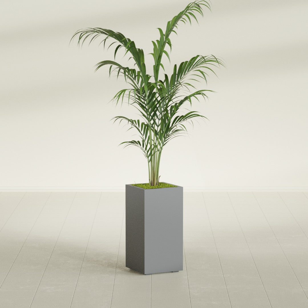 Potsdam Large Tall Rectangle Fiberglass Planter - 16 in x 16 in x 32 in - Metallic Gunmetal - Metallic Gunmetal,16 in x 16 in x 32 in