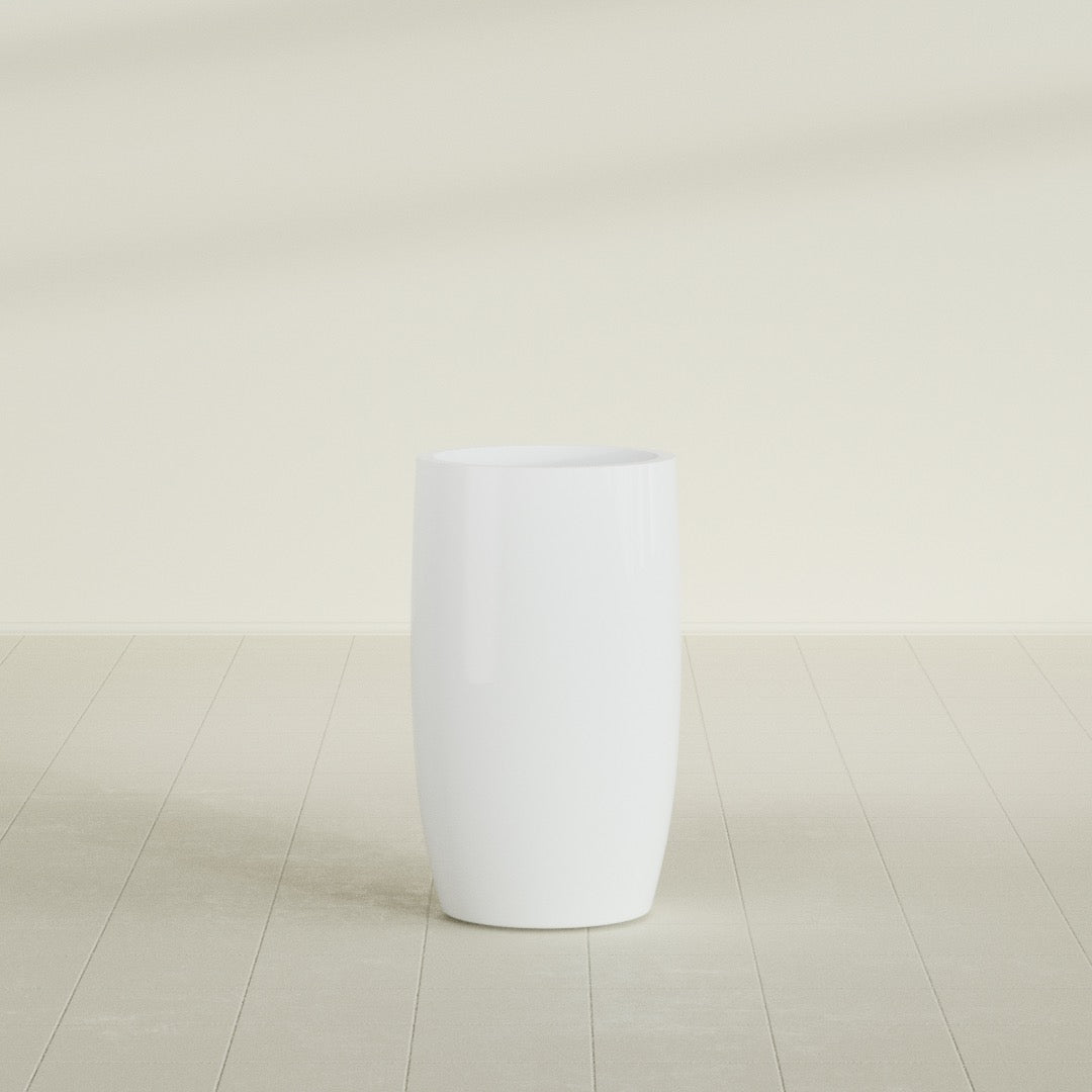 Lisbon Large Round Fiberglass Planter - 18 in x 18 in x 32 in - Matte White - Matte White,18 in x 18 in x 32 in