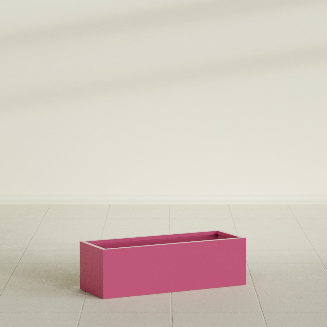 Reade Small Tabletop Rectangle Fiberglass Planter - 14 in x 5 in x 4.3 in - Gloss Pink Violet - Gloss Pink Violet,14 in x 5 in x 4.3 in