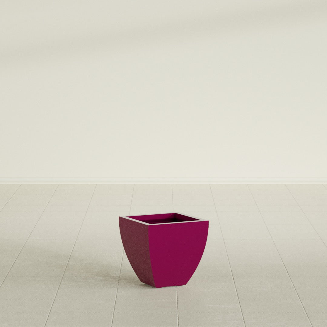 Lima Small Tapered Square Fiberglass Planter - 12 in x 12 in x 12 in - Gloss Eggplant - Gloss Eggplant,12 in x 12 in x 12 in