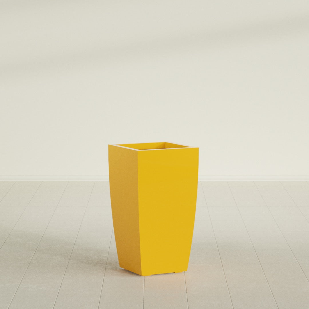 Toulan Large Tall Tapered Square Fiberglass Planter - 16 in x 16 in x 30 in - Gloss Saffron - Gloss Saffron,16 in x 16 in x 30 in