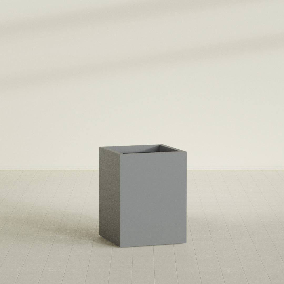 Brisbane Large Rectangle Fiberglass Planter - 24 in x 24 in x 32 in - Metallic Gunmetal - Metallic Gunmetal,24 in x 24 in x 32 in