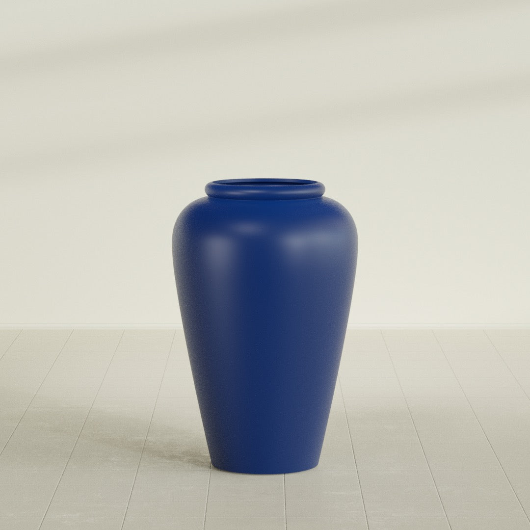 Bara Jar Large Round Fiberglass Planter - 24 in x 24 in x 37 in - Matte Cobalt Blue - Matte Cobalt Blue,24 in x 24 in x 37 in