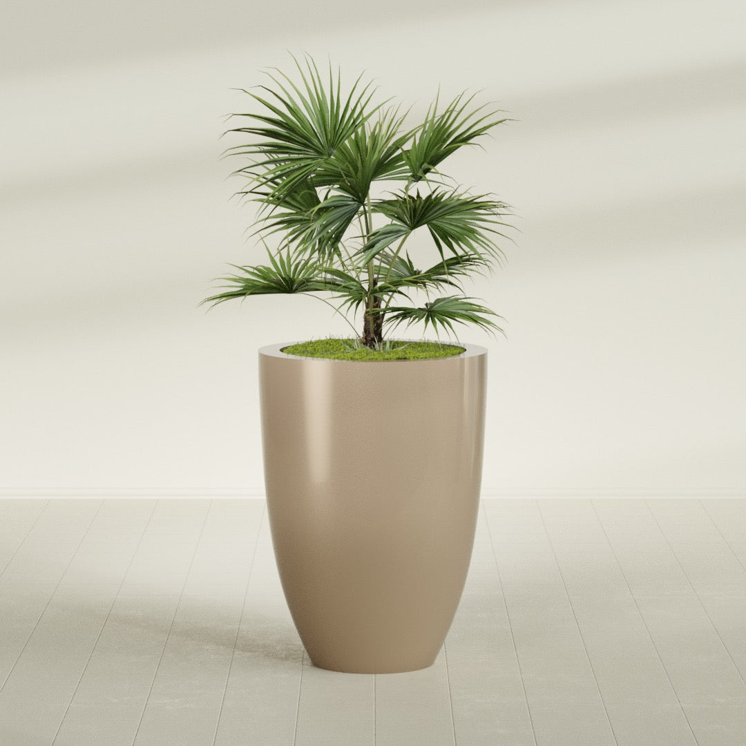 Brannan Large Round Fiberglass Planter - 30 in x 30 in x 41 in - Metallic Gold - Metallic Gold,30 in x 30 in x 41 in