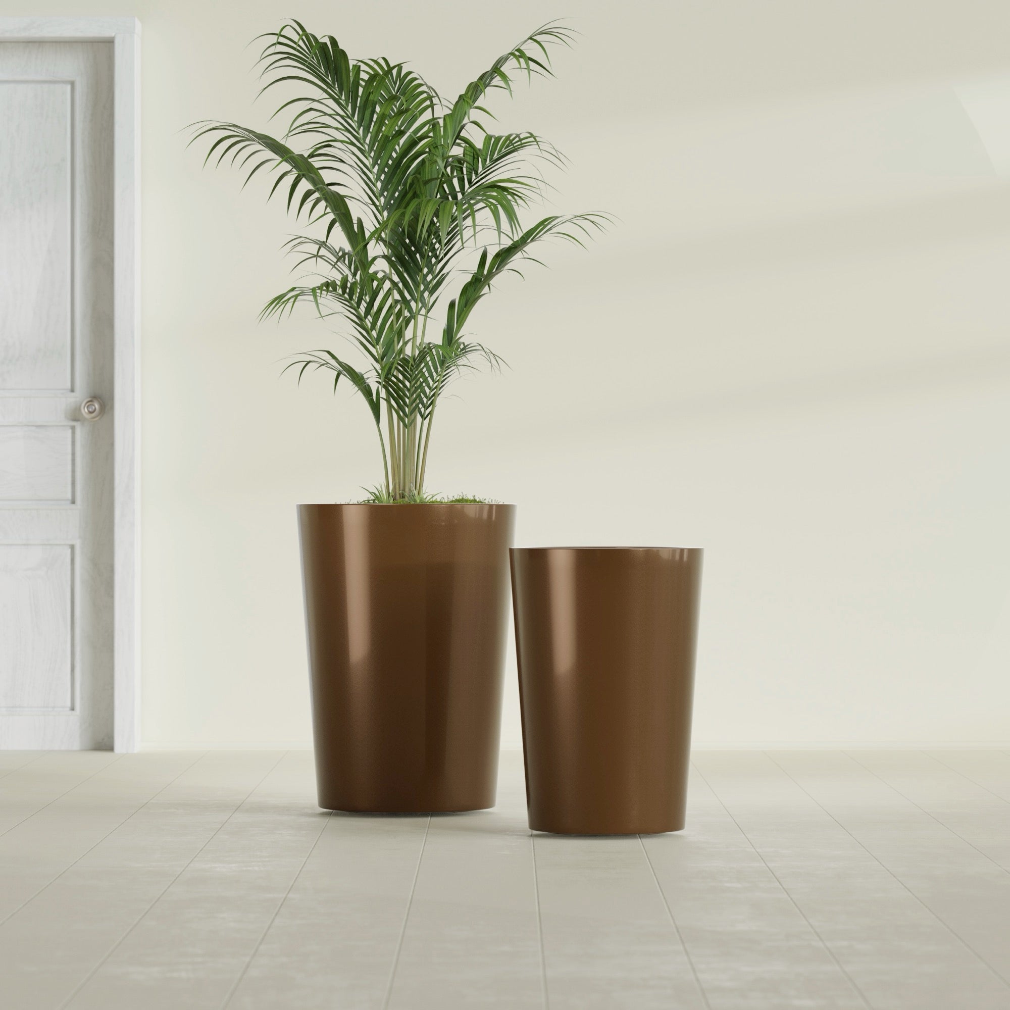 Tegel Large Round Fiberglass Planter - 22 in x 22 in x 30 in - Metallic Bronze - Metallic Bronze,22 in x 22 in x 30 in