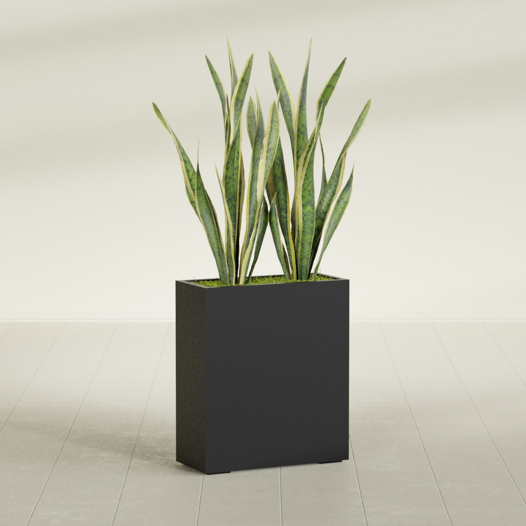Perth Large Tall Rectangle Fiberglass Planter - 36 in x 16 in x 42 in - Matte Black - Matte Black,36 in x 16 in x 42 in