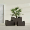 Seoul Large Curved Abstract Fiberglass Planter - 32 in x 12 in x 18 in - Matte Brown - Matte Brown,32 in x 12 in x 18 in