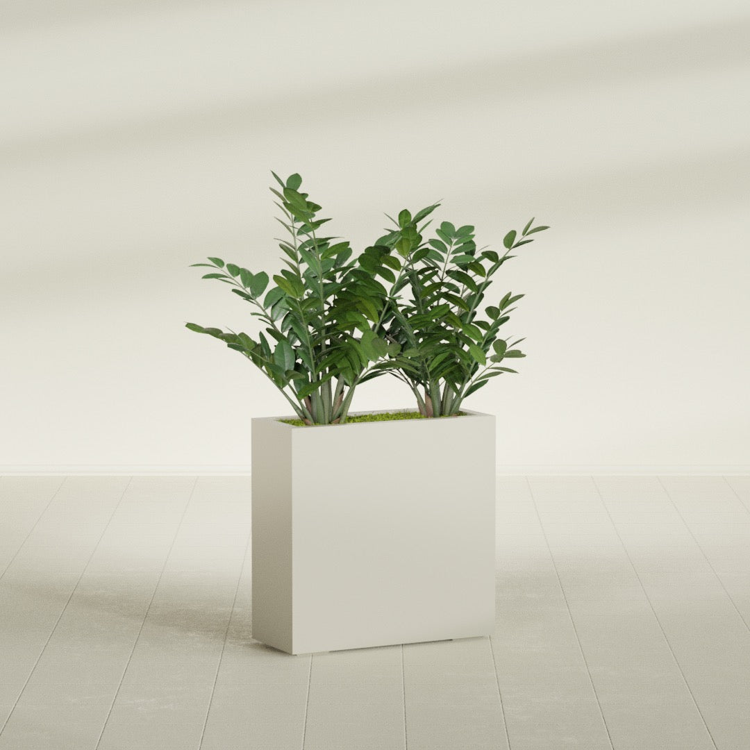 Milano Medium Narrow Rectangle Fiberglass Planter - 24 in x 10 in x 24 in - Satin Beige - Satin Beige,24 in x 10 in x 24 in