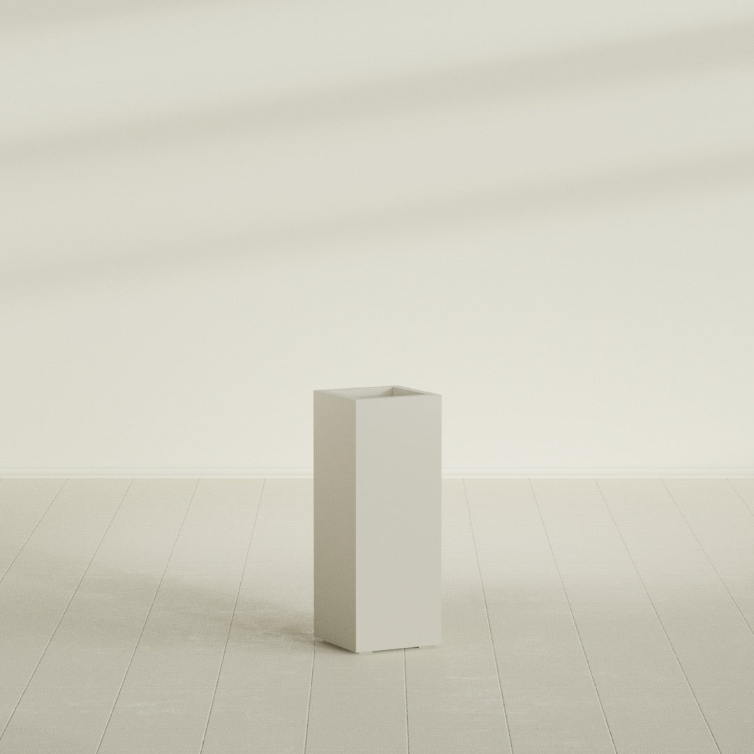 Delray Large Tall Rectangle Fiberglass Planter - 12 in x 12 in x 32 in - Satin Beige - Satin Beige,12 in x 12 in x 32 in