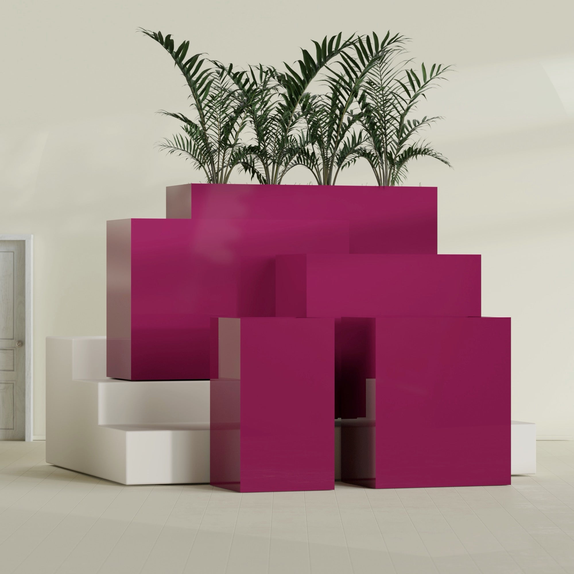 Darwin Large Rectangle Fiberglass Planter - 36 in x 24 in x 42 in - Gloss Eggplant - Gloss Eggplant,36 in x 24 in x 42 in