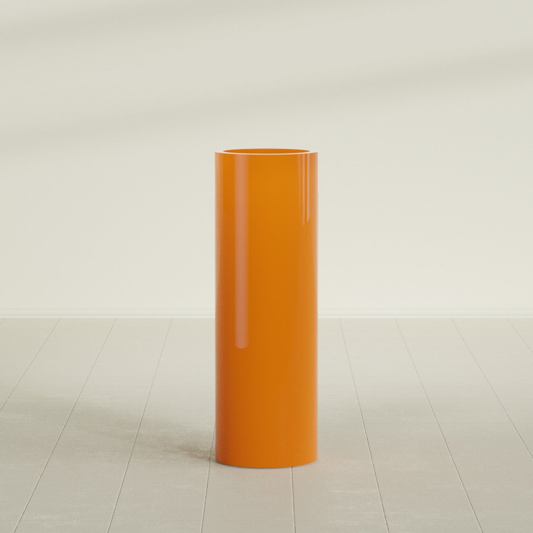 Corry Large Tall Cylinder Fiberglass Planter - 12 in x 12 in x 36 in - Gloss Tangerine - Gloss Tangerine,30 in x 30 in x 32 in
